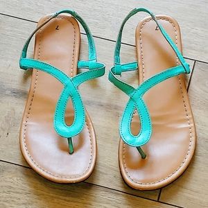 Teal and tan sandle flats